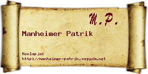 Manheimer Patrik névjegykártya